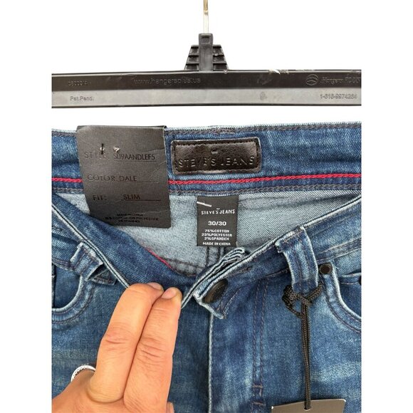 Steves Jeans Slim Fit Stretch Denim Jeans Distressed Style Size 30/30 Medium Was - Picture 3 of 7